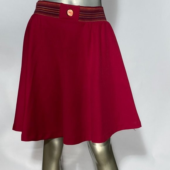 Lane Bryant Dresses & Skirts - 1970s Burgundy Red Lane Bryant Polyester Elastic Banded Skirt